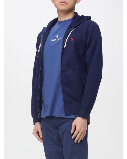 Polo Ralph Lauren Blue Cotton Blend Hoodie for men