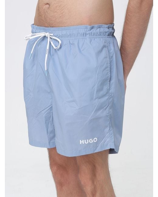 HUGO Blue Polyester Boxer Swim Trunks for men