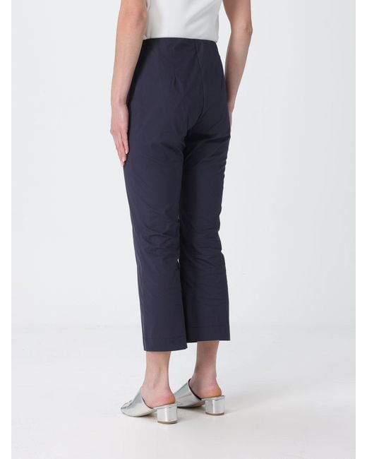 Liviana Conti Blue Cotton Canvas Crop Trousers