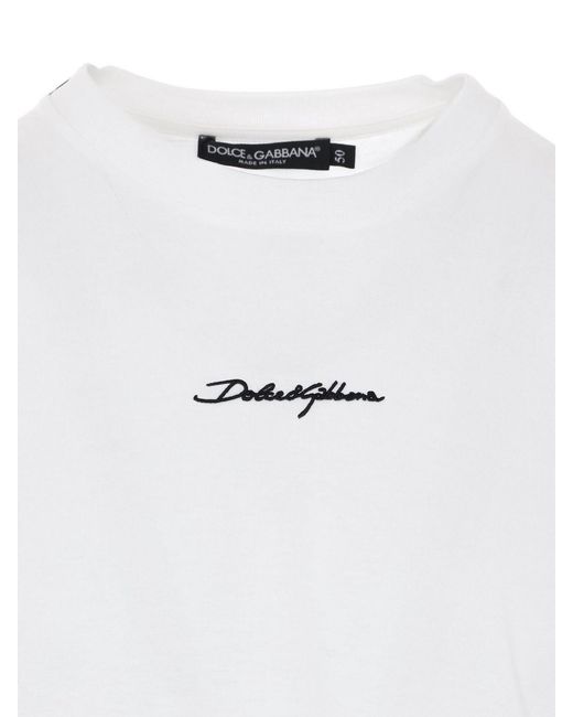 Dolce & Gabbana White Dolce &Amp Gabbana Cotton Crew-Neck T-Shirt With Logo for men