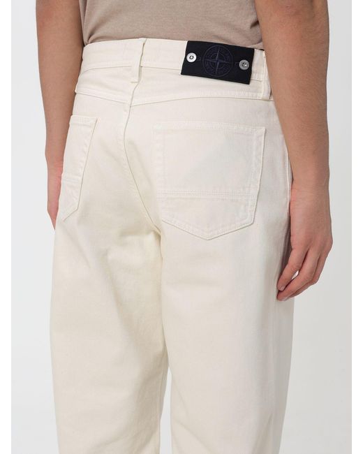 Stone Island White Straight Jeans for men