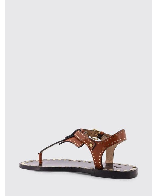 Isabel Marant Brown Joonya Leather Sandals With Micro Studs