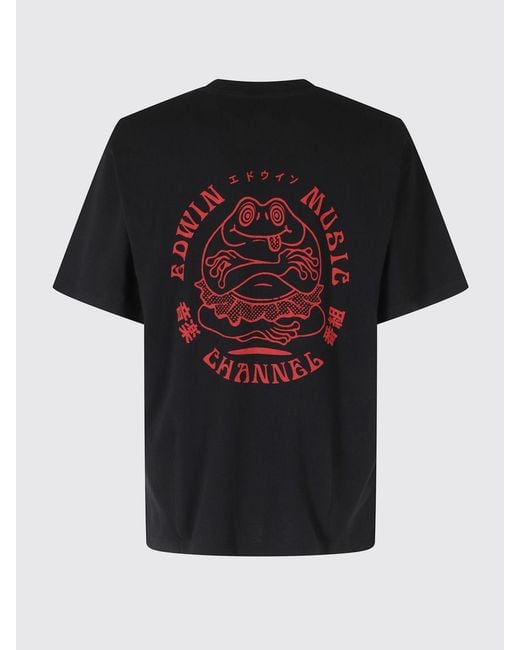 Edwin Black Printed Cotton T-Shirt for men