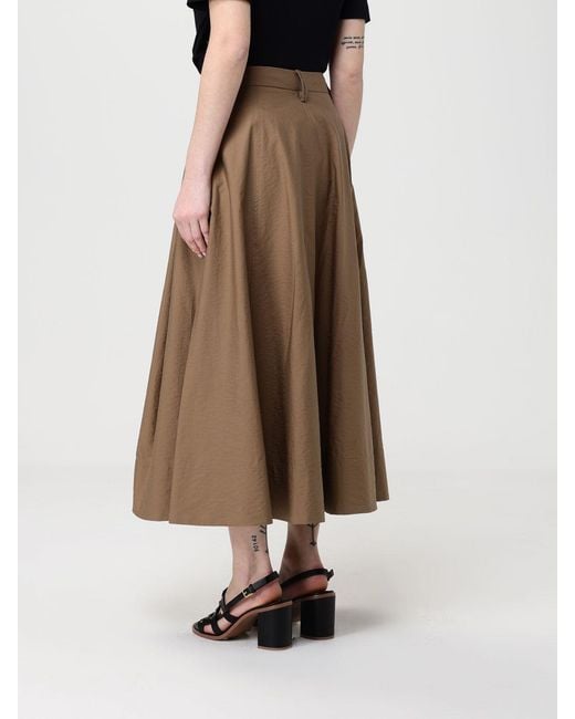 Brunello Cucinelli Brown Poplin Midi Skirt With Monili