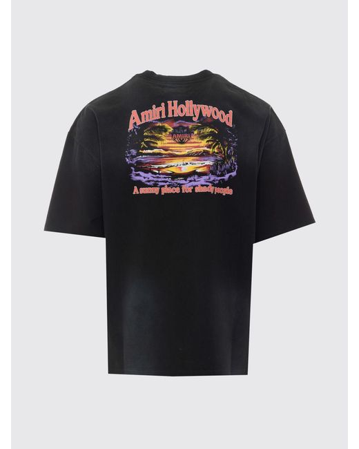 Amiri Black Relaxed Fit Cotton T-Shirt With Graphic Print And Dropped Shoulders for men