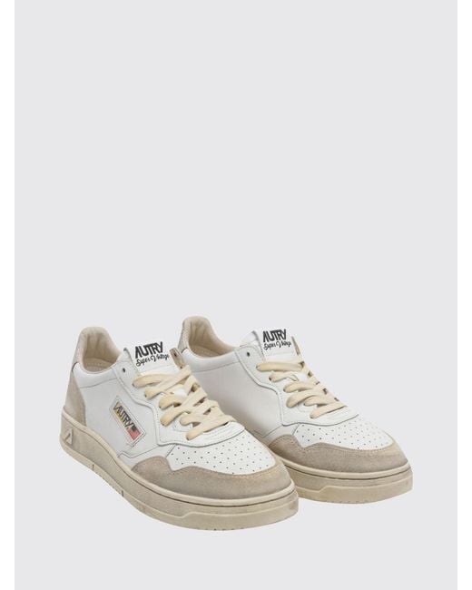 Autry White Medalist Low Super Vintage Calfskin Sneakers With Worn Effect for men