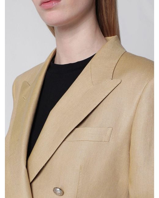 Tagliatore Natural 100% Linen Double-Breasted Blazer With Back Vent