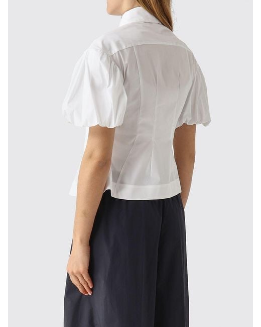 MEIMEIJ White Cotton Blend Casual Shirt