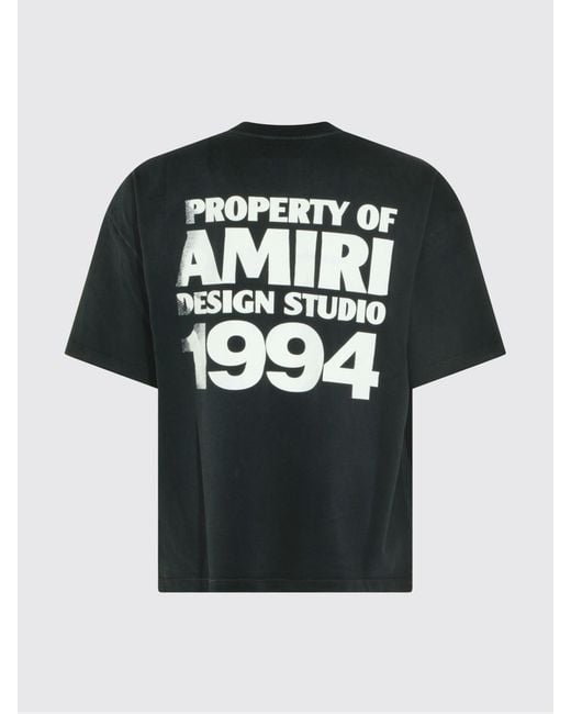 Amiri Black Contrasting Logo Cotton T-Shirt With Dropped Shoulders for men
