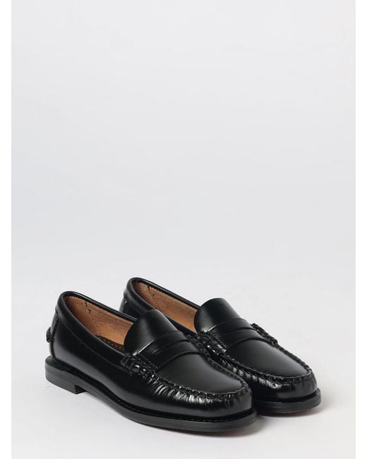 Sebago White Classic Dan Brushed Leather Penny Loafers With Low Heel
