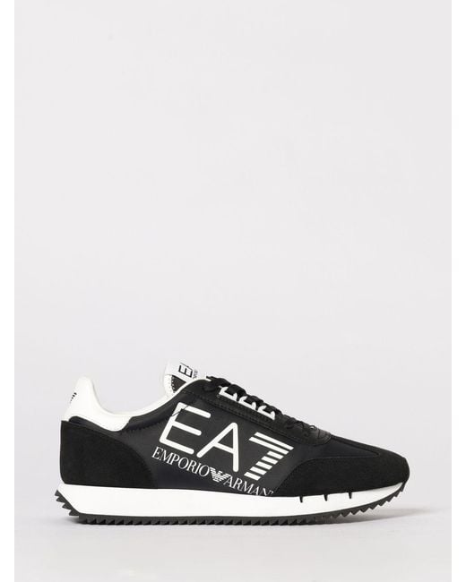 EA7 Black Nylon And Suede Sneakers for men