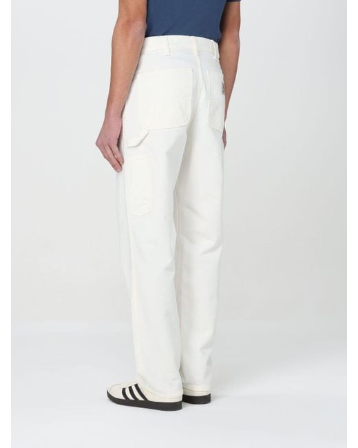 Pantalone in canvas con logo di Carhartt in White da Uomo