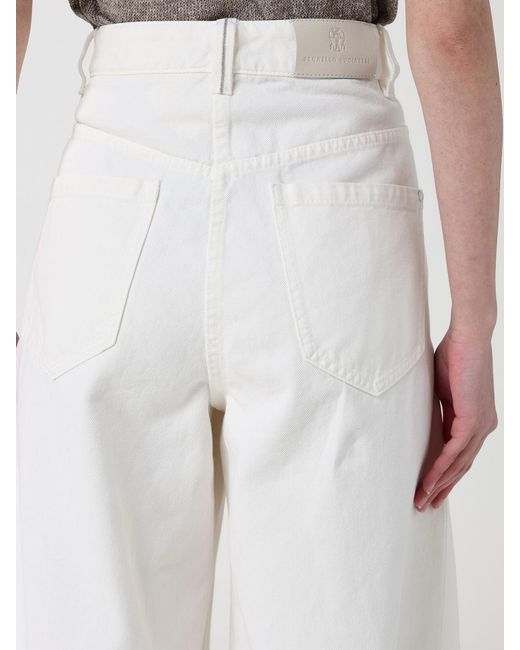 Brunello Cucinelli White Denim Wide-Leg Jeans