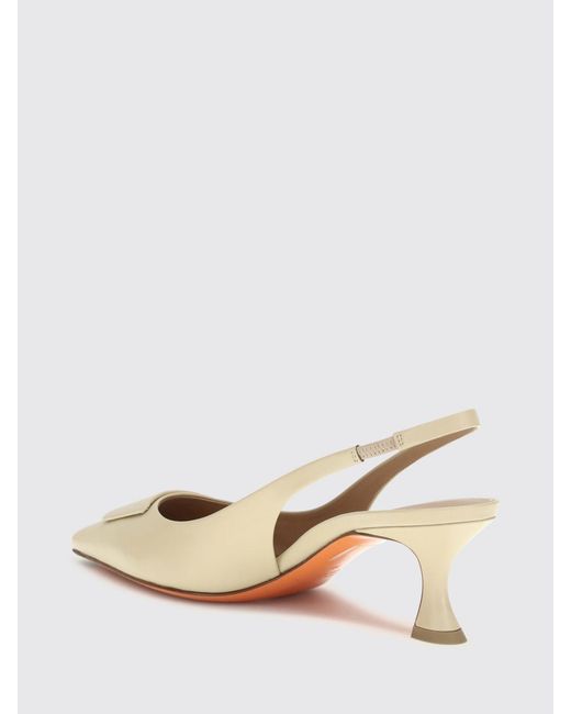 Santoni Natural Taylor Leather Slingback Pumps