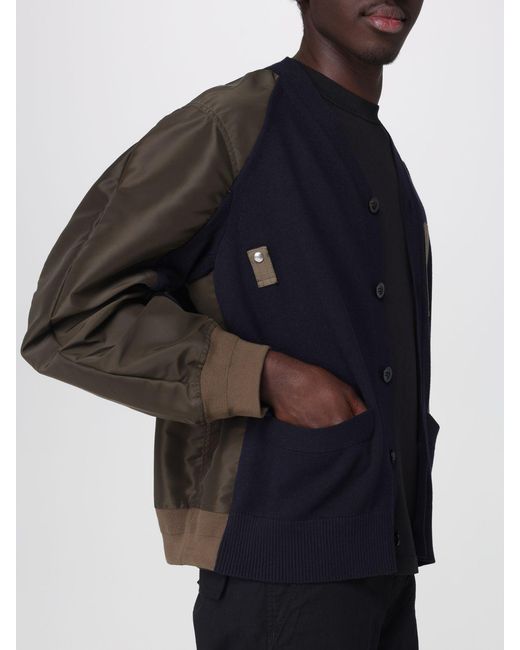 Sacai Blue Cotton Blend Cardigan for men