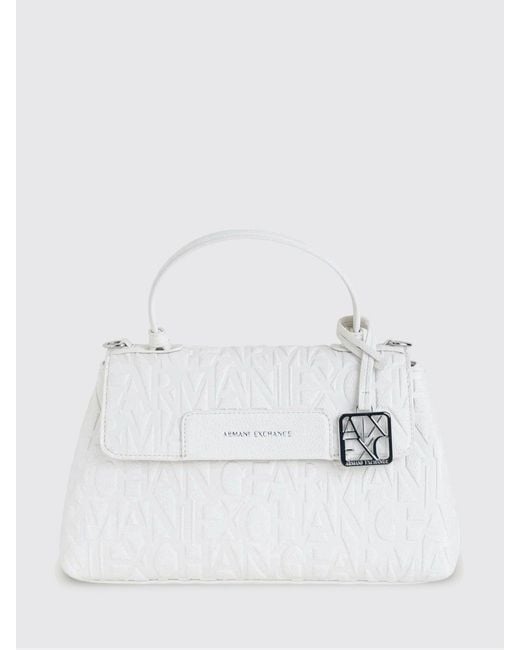 ARMANI EXCHANGE White Grained Synthetic Leather Bag With Embossed Logo