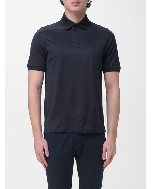 Emporio Armani Blue Cotton Jersey Polo Shirt for men