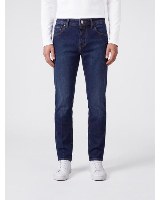 Jacob Cohen Blue Scott Regular-Fit Mid-Rise Stretch- Jeans for men