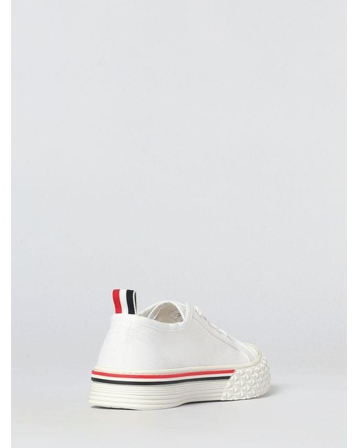 Thom Browne White Collegiate Cotton Canvas Sneakers