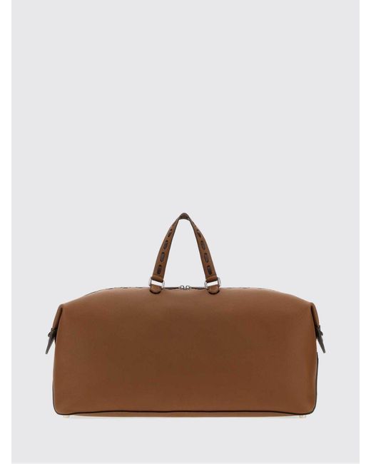Fendi Brown Duffle Lui 55 Calfskin Bag With Contrast Stitching for men