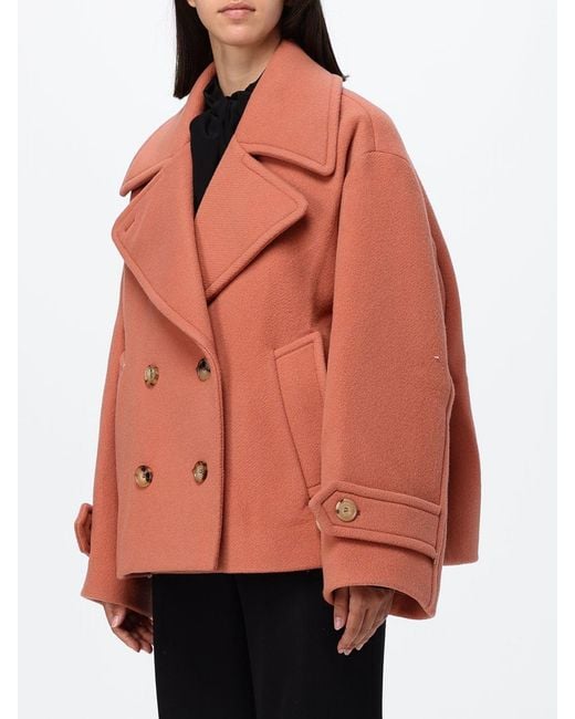 Chloé Orange ChloÉ Double-Breasted Short Wool Coat With A Relaxed Fit And Lapels