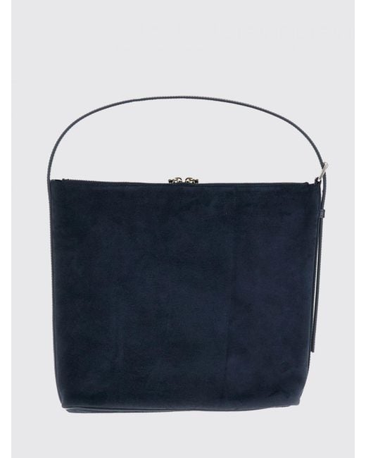 A.P.C. Blue Vera Suede Shoulder Bag With Adjustable Handle