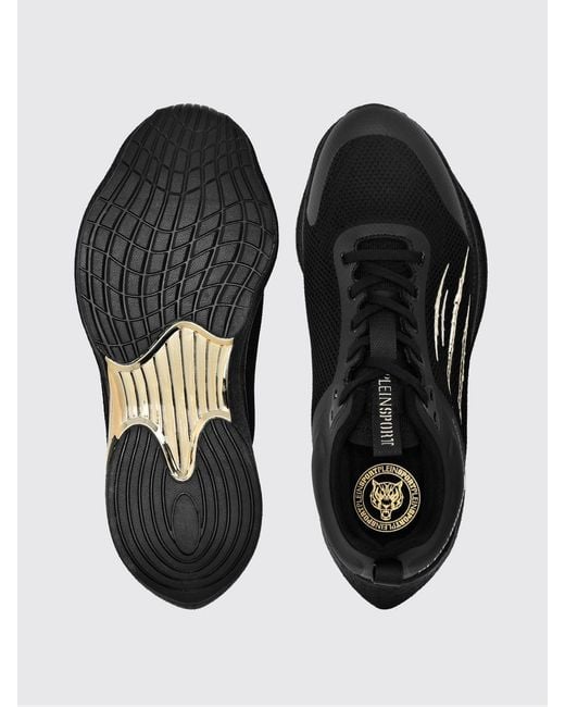 Philipp Plein Black Ps/Sprint-78 Two-Tone Mesh Trainers With Printed Logo for men