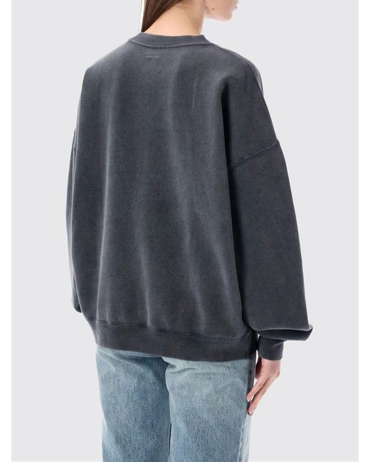 Anine Bing Gray Cotton Crewneck Sweatshirt With Logo