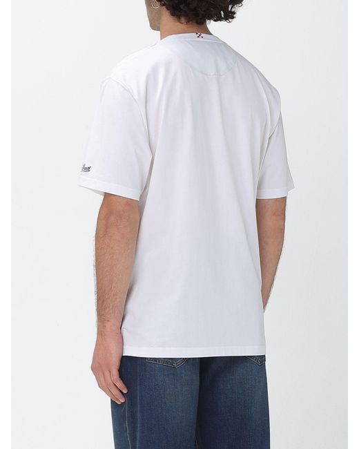 Mc2 Saint Barth White Cotton T-Shirt With Patch Pocket for men