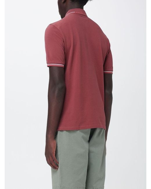 Blauer Red Cotton Polo Shirt With Emblem for men