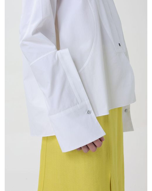 Camicia alla coreana con maniche scultura di Jil Sander in White