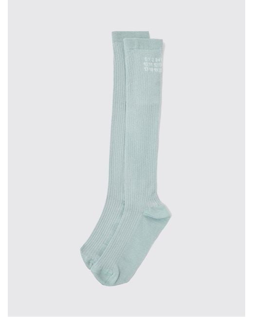 MM6 by Maison Margiela Blue Cotton Blend Socks With Numbers Logo