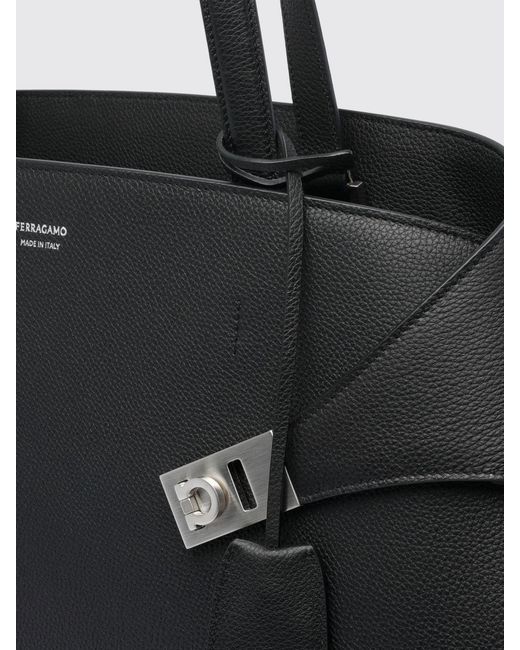Ferragamo Black Hug Calfskin Shoulder Bag With Double Handle And Feet for men