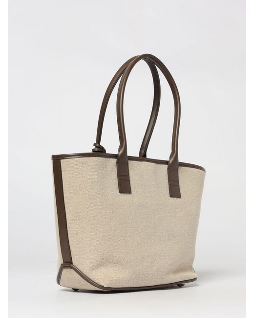 Hogan Natural Cotton And Leather Tote Bag