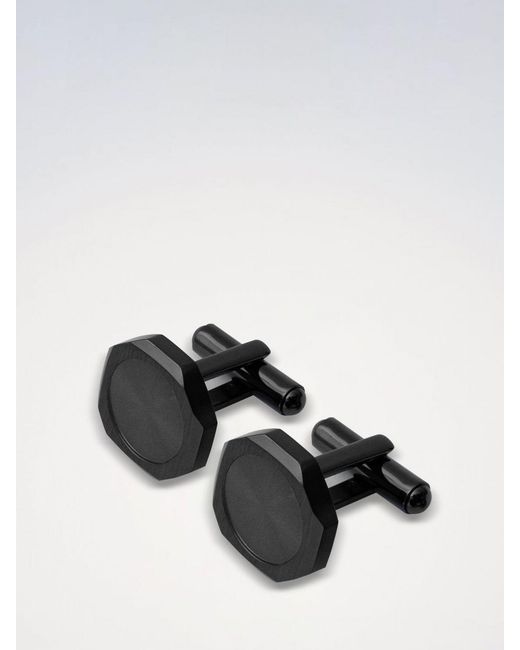 D1 Milano Gray Chrome-Plated Steel Cufflinks With Rounded Shape And Engraved Logo for men