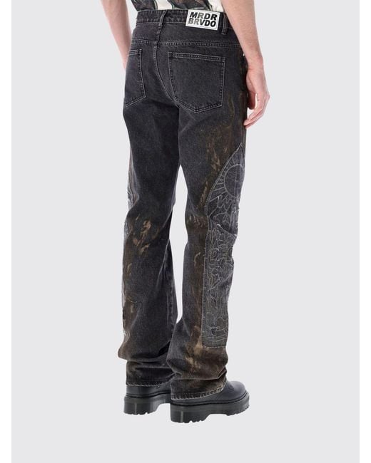 Who Decides War Black Straight Fit Mid-Rise Graphic Print Jeans for men