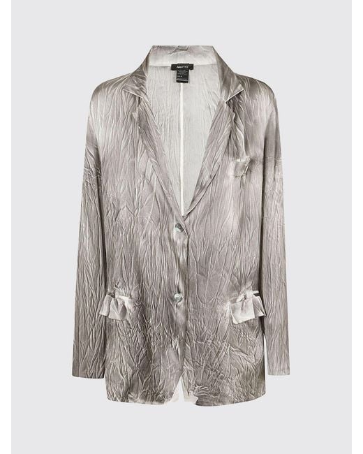 Avant Toi Gray Crinkled Effect Silk Single Breasted Blazer