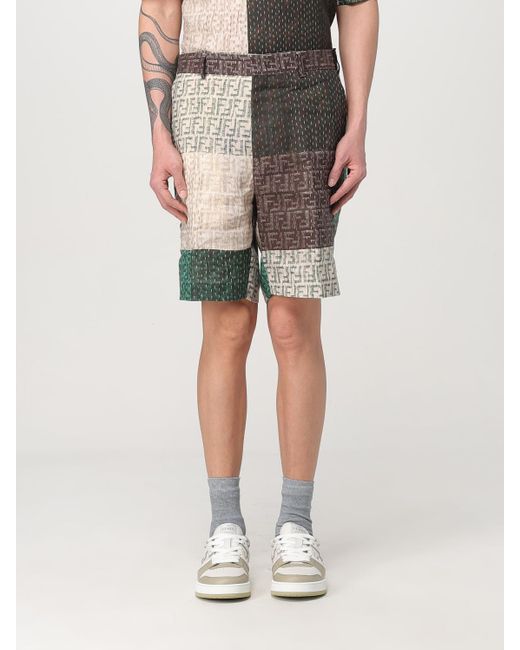 Fendi Natural Patchwork Shorts for men
