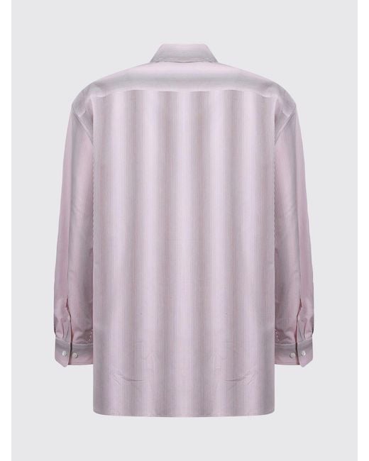 Dries Van Noten Pink Relaxed Fit Striped Cotton Shirt With Zip Closure for men