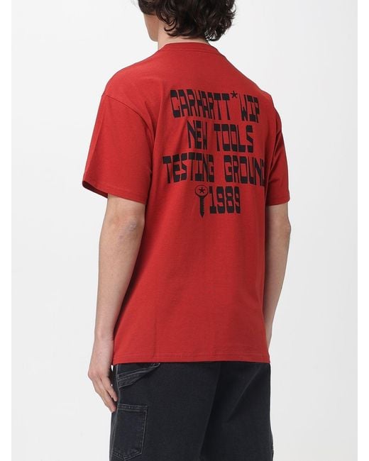 Carhartt Red Cotton T-Shirt With Logo for men