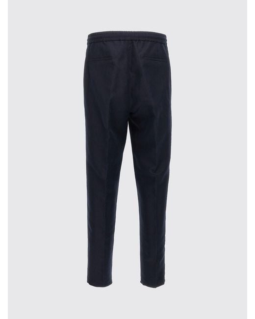 Brunello Cucinelli Blue Linen And Cotton Trousers for men