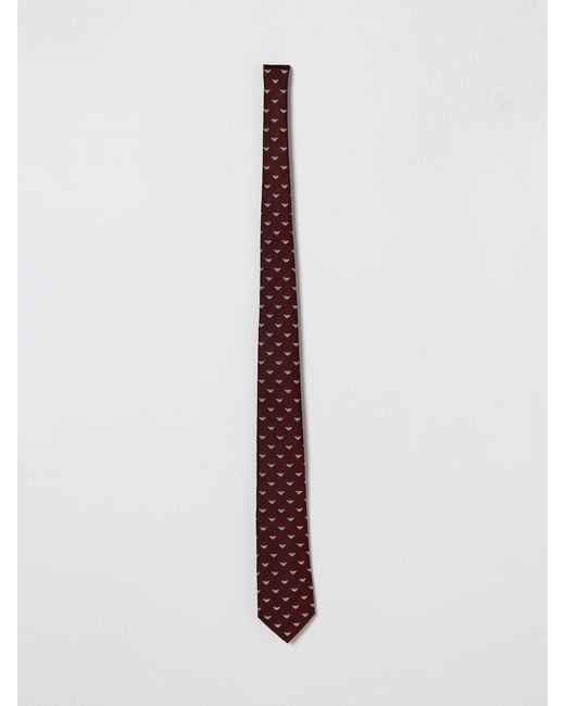 Emporio Armani White Silk Tie With Monogram for men