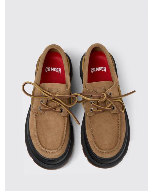 Camper White Brutus+ Suede Boat Loafer