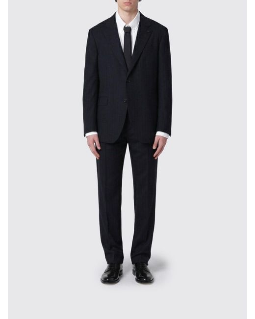 Lardini Black Single-Breasted Virgin Wool Pinstripe Dress for men