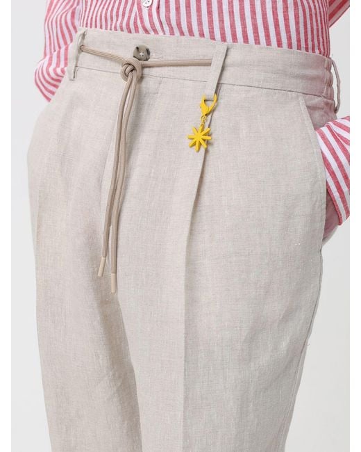 Manuel Ritz Pink Linen Slim Fit Trousers With Drawstring for men