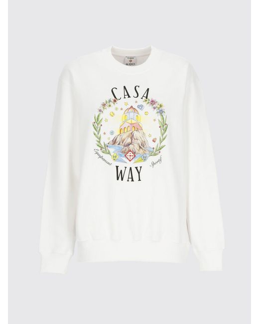 Casablanca White Printed Cotton Crewneck Sweatshirt