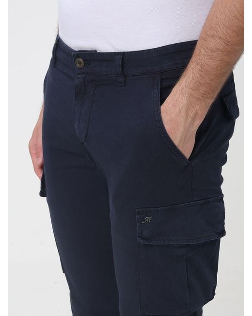 Mason's Blue Stretch Cotton Cargo Trousers for men