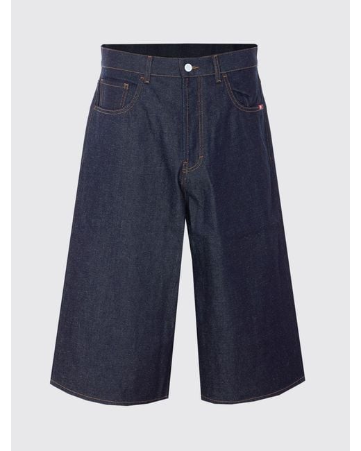 AMISH Blue Five-Pocket Knee-Length Denim Bermuda Shorts With Belt Loops for men