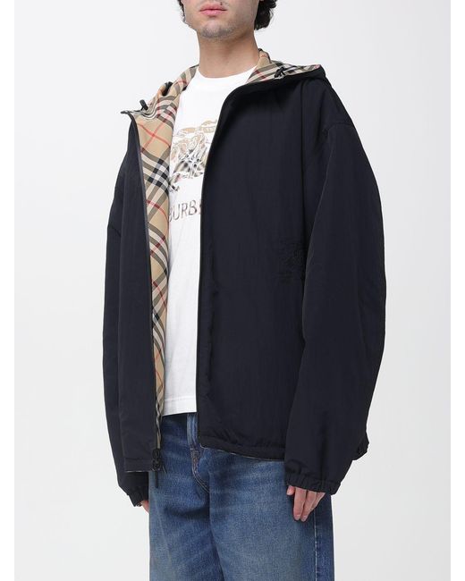 Burberry Blue Reversible Check Polyester Jacket for men