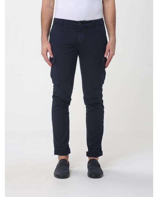 Mason's Blue Stretch Cotton Cargo Trousers for men